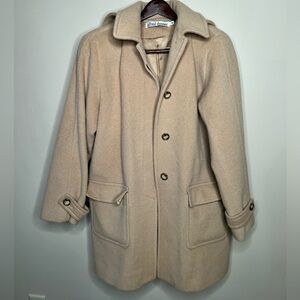 Vintage Alfred Dunner Women’s Wool, Mohair Camel Brown Coat. Removable Hood. 14